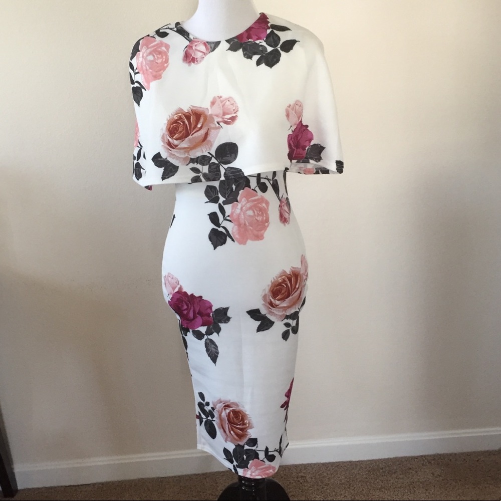 Cape midi dress, size 6.